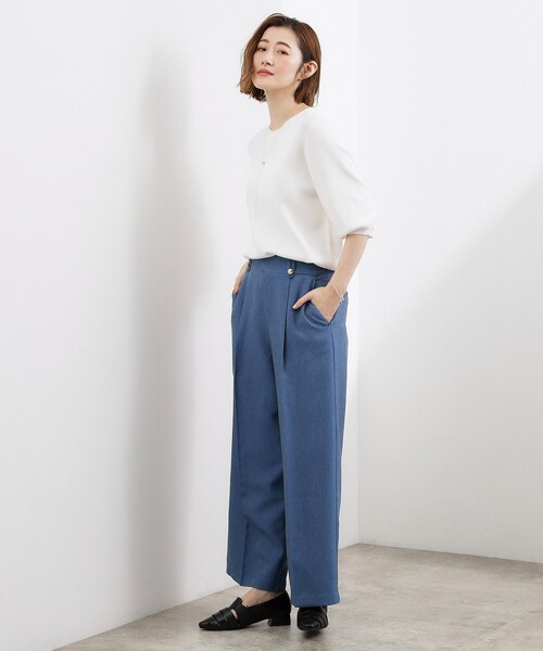 grove(グローブ)の「【洗濯機OK】きちんと見えする、デニムライクワイドパンツ(その他パンツ・レディース・ネイビー/ブルー/ライトベージュ・02/03/04/01/05)」の6枚目の写真