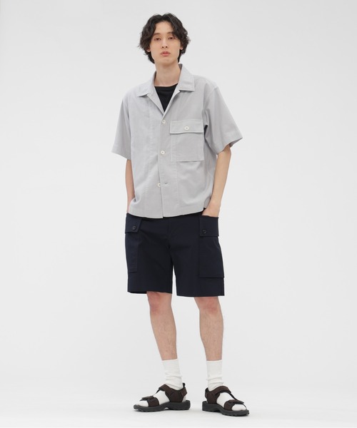 MHL.（エムエイチエル）の「GARMENT DYED FINE COTTON OXFOR（シャツ/ブラウス・メンズ・ライトグレー/ブラック・SMALL/MEDIUM/LARGE）」の3枚目の写真