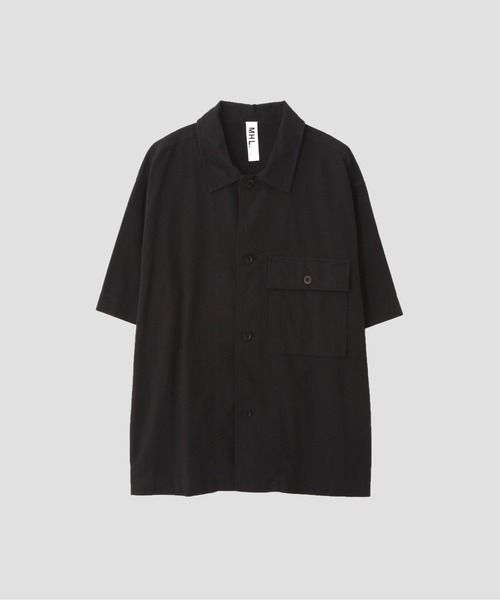 MHL.（エムエイチエル）の「GARMENT DYED FINE COTTON OXFOR（シャツ/ブラウス・メンズ・ライトグレー/ブラック・SMALL/MEDIUM/LARGE）」の6枚目の写真