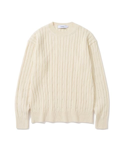 KNITTED(ニッティド)の「コットンケーブルラウンドニット CREAM(ニット/セーター・レディース・その他・XL/M)」の10枚目の写真