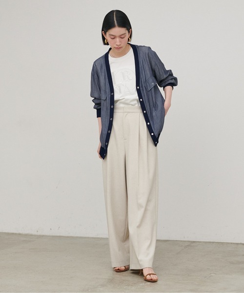 LARUTA（ラルータ）の「【LARUTA】シアーデニムVネックシャツブルゾン（ブルゾン・レディース・サックスブルー/ブラック/ブルー・FREE）」の9枚目の写真