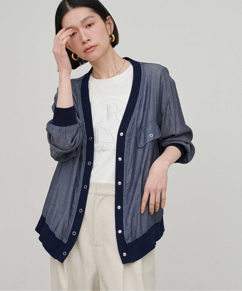 LARUTA（ラルータ）の「【LARUTA】シアーデニムVネックシャツブルゾン（ブルゾン・レディース・サックスブルー/ブラック/ブルー・FREE）」の7枚目の写真