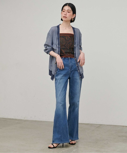 LARUTA（ラルータ）の「【LARUTA】シアーデニムVネックシャツブルゾン（ブルゾン・レディース・サックスブルー/ブラック/ブルー・FREE）」の14枚目の写真