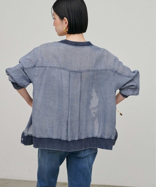 LARUTA（ラルータ）の「【LARUTA】シアーデニムVネックシャツブルゾン（ブルゾン・レディース・サックスブルー/ブラック/ブルー・FREE）」の12枚目の写真