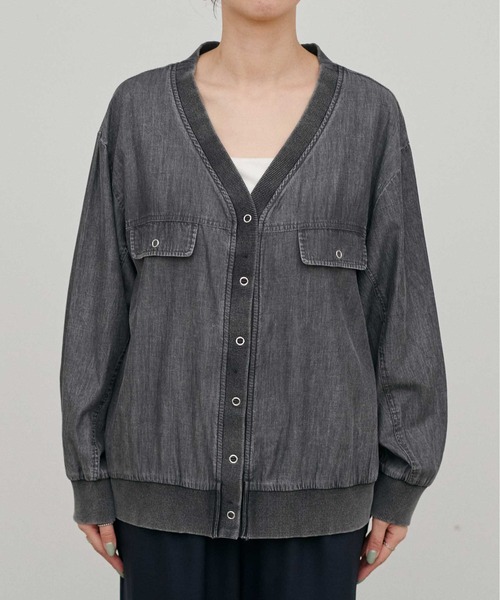 LARUTA（ラルータ）の「【LARUTA】シアーデニムVネックシャツブルゾン（ブルゾン・レディース・サックスブルー/ブラック/ブルー・FREE）」の20枚目の写真