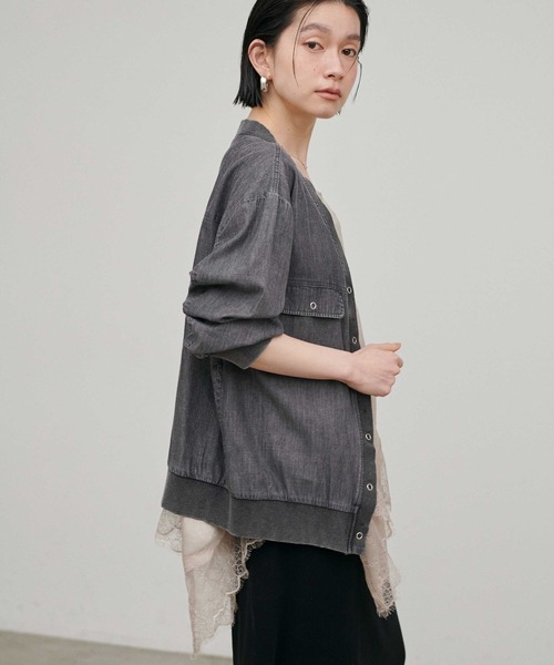 LARUTA（ラルータ）の「【LARUTA】シアーデニムVネックシャツブルゾン（ブルゾン・レディース・サックスブルー/ブラック/ブルー・FREE）」の18枚目の写真