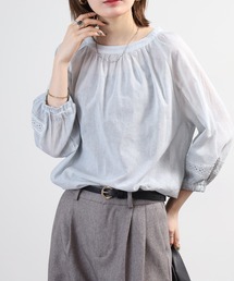EGLANTINE ピグメント染めプルオーバーブラウス 半端袖
