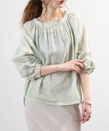 EGLANTINE ピグメント染めプルオーバーブラウス 半端袖