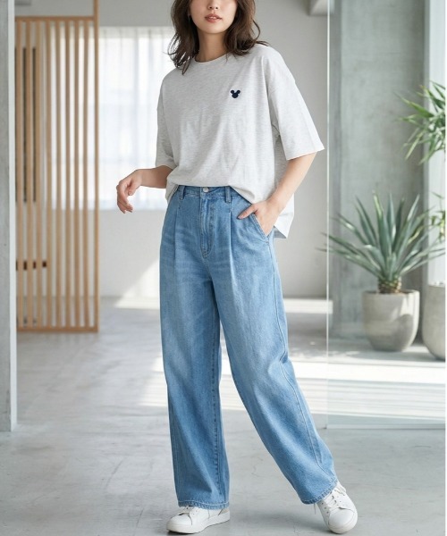 Disney（ディズニー）の「【DISNEY/ディズニー】ミッキーマウス　キャラクタープリント半袖Ｔシャツ(WIDEシルエット)（Tシャツ/カットソー・レディース・サックスブルー/ピンク/ネイビー/オートミール・LARGE/MEDIUM）」の10枚目の写真