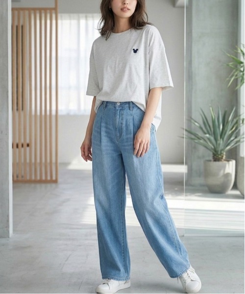 Disney（ディズニー）の「【DISNEY/ディズニー】ミッキーマウス　キャラクタープリント半袖Ｔシャツ(WIDEシルエット)（Tシャツ/カットソー・レディース・サックスブルー/ピンク/ネイビー/オートミール・LARGE/MEDIUM）」の11枚目の写真