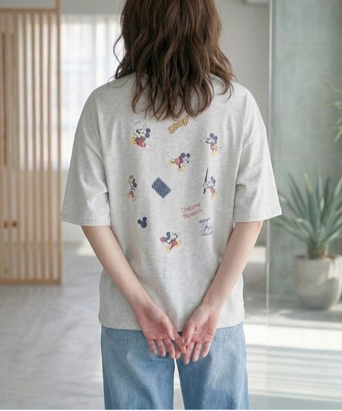 Disney（ディズニー）の「【DISNEY/ディズニー】ミッキーマウス　キャラクタープリント半袖Ｔシャツ(WIDEシルエット)（Tシャツ/カットソー・レディース・サックスブルー/ピンク/ネイビー/オートミール・LARGE/MEDIUM）」の12枚目の写真