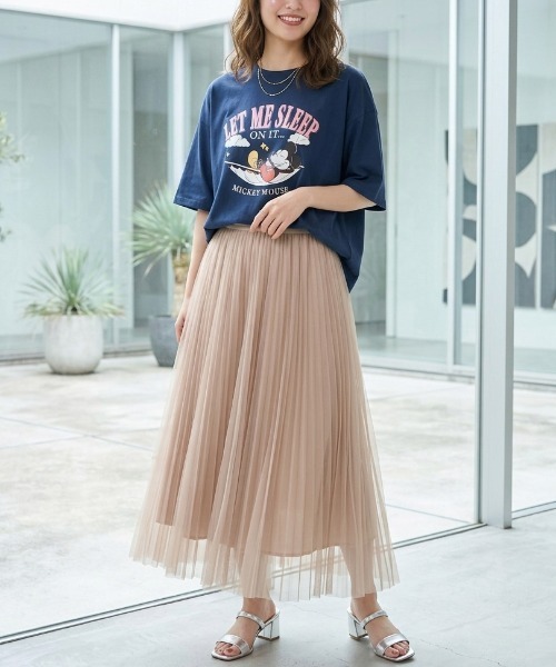 Disney（ディズニー）の「【DISNEY/ディズニー】ミッキーマウス　キャラクタープリント半袖Ｔシャツ(WIDEシルエット)（Tシャツ/カットソー・レディース・サックスブルー/ピンク/ネイビー/オートミール・LARGE/MEDIUM）」の17枚目の写真
