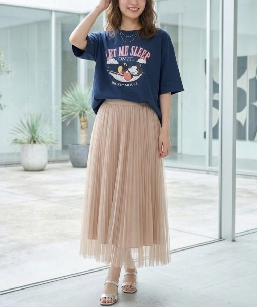 Disney（ディズニー）の「【DISNEY/ディズニー】ミッキーマウス　キャラクタープリント半袖Ｔシャツ(WIDEシルエット)（Tシャツ/カットソー・レディース・サックスブルー/ピンク/ネイビー/オートミール・LARGE/MEDIUM）」の19枚目の写真