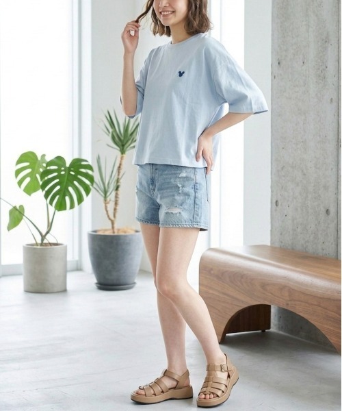 Disney（ディズニー）の「【DISNEY/ディズニー】ミッキーマウス　キャラクタープリント半袖Ｔシャツ(WIDEシルエット)（Tシャツ/カットソー・レディース・サックスブルー/ピンク/ネイビー/オートミール・LARGE/MEDIUM）」の22枚目の写真