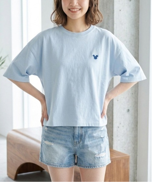 Disney（ディズニー）の「【DISNEY/ディズニー】ミッキーマウス　キャラクタープリント半袖Ｔシャツ(WIDEシルエット)（Tシャツ/カットソー・レディース・サックスブルー/ピンク/ネイビー/オートミール・LARGE/MEDIUM）」の20枚目の写真