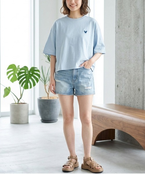 Disney（ディズニー）の「【DISNEY/ディズニー】ミッキーマウス　キャラクタープリント半袖Ｔシャツ(WIDEシルエット)（Tシャツ/カットソー・レディース・サックスブルー/ピンク/ネイビー/オートミール・LARGE/MEDIUM）」の21枚目の写真