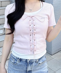 Pretty　レースアップ　カットソー Lace up cropped tops / レースアップクロップドトップス（Tシャツ
