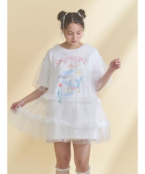 merry jenny(メリージェニー)の「うさぎのひみつ時間Tee(Tシャツ/カットソー・レディース・オフホワイト/ピンク・FREE)」の4枚目の写真