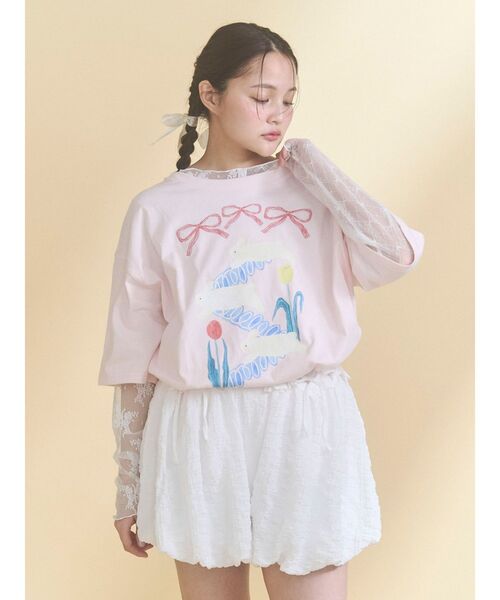 merry jenny(メリージェニー)の「うさぎのひみつ時間Tee(Tシャツ/カットソー・レディース・オフホワイト/ピンク・FREE)」の7枚目の写真