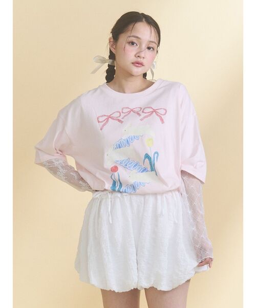 merry jenny（メリージェニー）の「うさぎのひみつ時間Tee（Tシャツ/カットソー・レディース・オフホワイト/ピンク・FREE）」の8枚目の写真