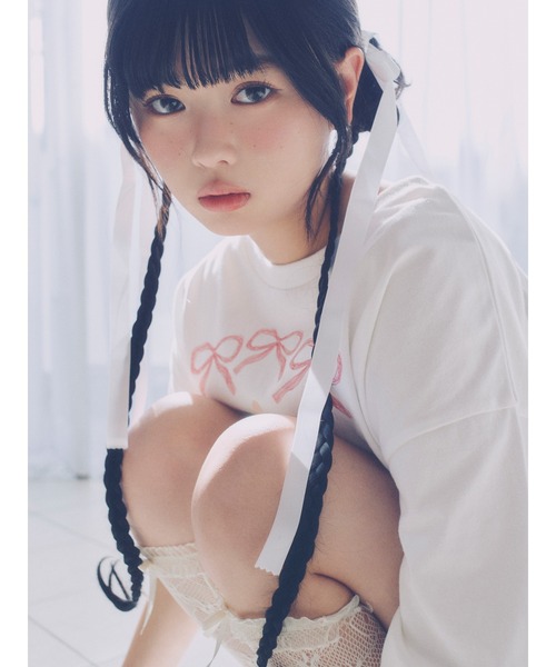 merry jenny（メリージェニー）の「うさぎのひみつ時間Tee（Tシャツ/カットソー・レディース・オフホワイト/ピンク・FREE）」の4枚目の写真