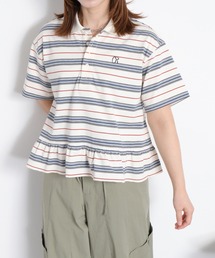 cepo | マルチボーダーポロフリルシャツ(Tシャツ/カットソー)