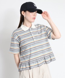 マルチボーダーポロフリルシャツ