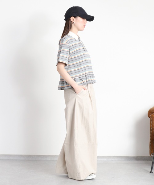 cepo（セポ）の「マルチボーダーポロフリルシャツ（Tシャツ/カットソー・レディース・ホワイト系その他/グレー系その他・M）」の5枚目の写真