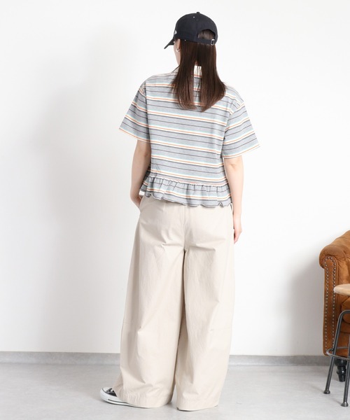 cepo（セポ）の「マルチボーダーポロフリルシャツ（Tシャツ/カットソー・レディース・ホワイト系その他/グレー系その他・M）」の6枚目の写真