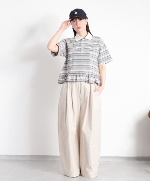 cepo（セポ）の「マルチボーダーポロフリルシャツ（Tシャツ/カットソー・レディース・ホワイト系その他/グレー系その他・M）」の8枚目の写真