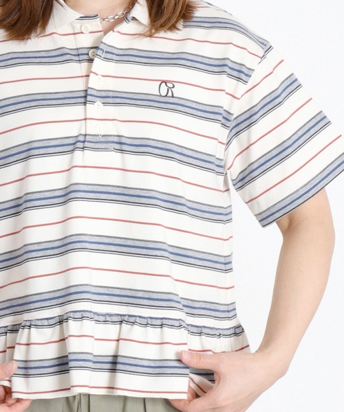 cepo（セポ）の「マルチボーダーポロフリルシャツ（Tシャツ/カットソー・レディース・ホワイト系その他/グレー系その他・M）」の10枚目の写真