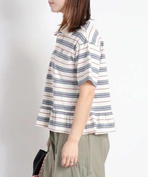 cepo（セポ）の「マルチボーダーポロフリルシャツ（Tシャツ/カットソー・レディース・ホワイト系その他/グレー系その他・M）」の13枚目の写真