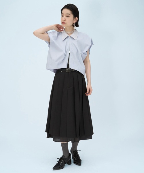 HARE(ハレ)の「ジップノースリーブジャガードキリカエシャツ(HARE)(シャツ/ブラウス・レディース・ライトブルー/ブラック・FREE)」の7枚目の写真