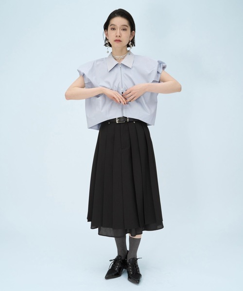 HARE(ハレ)の「ジップノースリーブジャガードキリカエシャツ(HARE)(シャツ/ブラウス・レディース・ライトブルー/ブラック・FREE)」の8枚目の写真