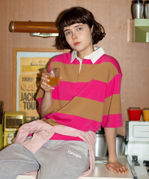 studio CLIP(スタディオクリップ)の「【Limited Line】半袖ラガーシャツ(Tシャツ/カットソー・レディース・レッド/ピンク/ベージュ・FREE)」の5枚目の写真