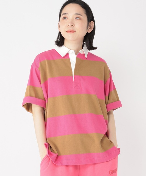 studio CLIP(スタディオクリップ)の「【Limited Line】半袖ラガーシャツ(Tシャツ/カットソー・レディース・レッド/ピンク/ベージュ・FREE)」の7枚目の写真