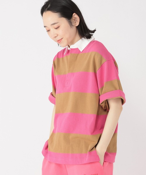 studio CLIP(スタディオクリップ)の「【Limited Line】半袖ラガーシャツ(Tシャツ/カットソー・レディース・レッド/ピンク/ベージュ・FREE)」の10枚目の写真