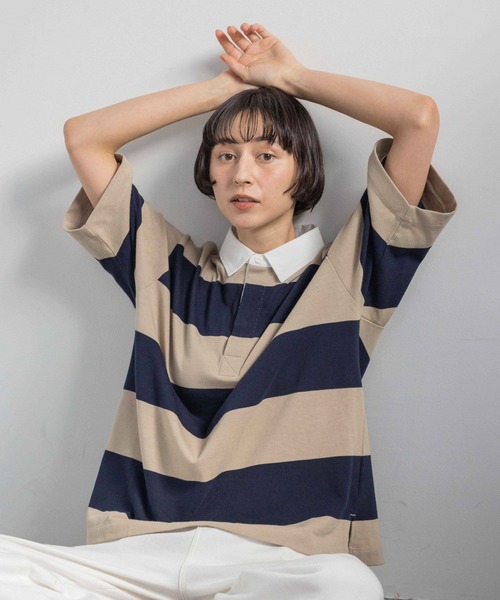 studio CLIP（スタディオクリップ）の「【Limited Line】半袖ラガーシャツ（Tシャツ/カットソー・レディース・レッド/ピンク/ベージュ・FREE）」の15枚目の写真