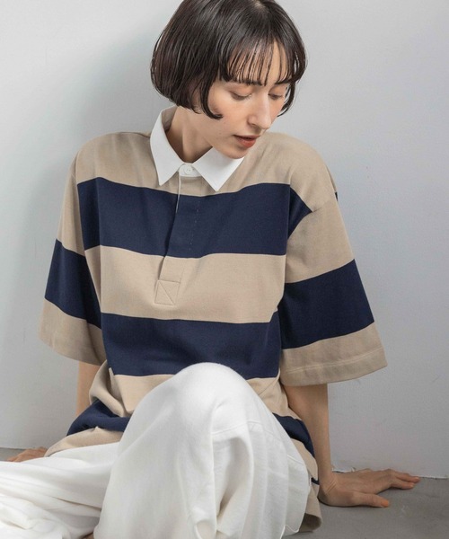studio CLIP（スタディオクリップ）の「【Limited Line】半袖ラガーシャツ（Tシャツ/カットソー・レディース・レッド/ピンク/ベージュ・FREE）」の16枚目の写真