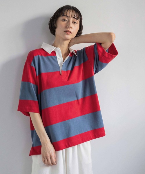 studio CLIP（スタディオクリップ）の「【Limited Line】半袖ラガーシャツ（Tシャツ/カットソー・レディース・レッド/ピンク/ベージュ・FREE）」の11枚目の写真