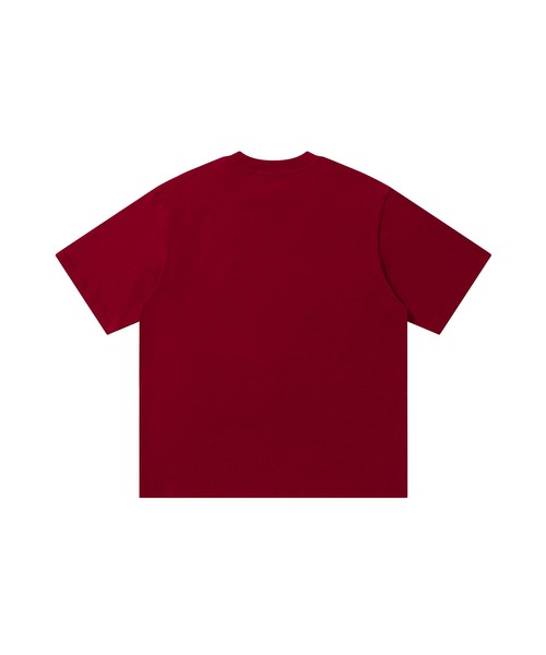 HOOK(フック)の「ギンガムパッチワーク文字アップリケ × もこもこひつじ刺繍 ビッグTシャツ (SS)(Tシャツ/カットソー・メンズ・ワインレッド/ブラック・FREE)」の8枚目の写真