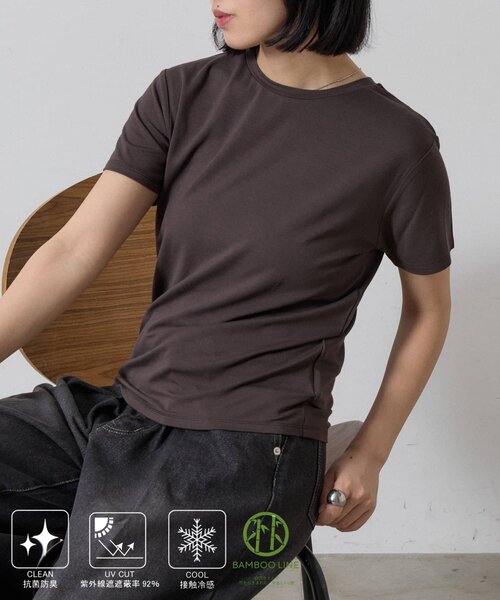 goocy(グーシー)の「【抗菌防臭・冷感】半袖T(Tシャツ/カットソー・レディース・ブルー/ブラック/ホワイト/ブラウン・FREE)」の3枚目の写真