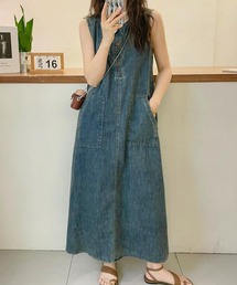 ノースリーブデニムワンピース