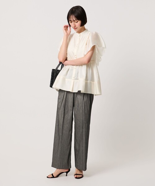 UNITED ARROWS（ユナイテッドアローズ）の「NALYA リラックス ワイドパンツ ‐ウォッシャブル‐（スラックス・レディース・ブラック/ダークグレー/ダークブラウン・36/38）」の5枚目の写真