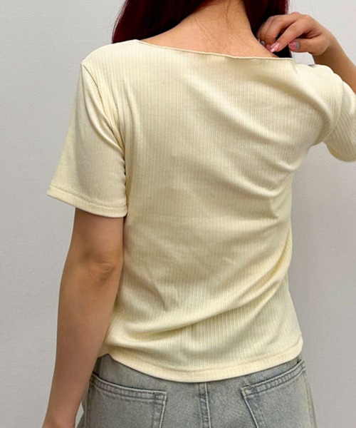 archives(アルシーヴ)の「【ONかわ】アシメタックボタンカットTOPS 5S(Tシャツ/カットソー・レディース・ネイビー/イエロー/ブラック/チャコールグレー・MEDIUM)」の10枚目の写真
