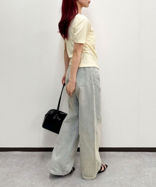 archives(アルシーヴ)の「【ONかわ】アシメタックボタンカットTOPS 5S(Tシャツ/カットソー・レディース・ネイビー/イエロー/ブラック/チャコールグレー・MEDIUM)」の13枚目の写真
