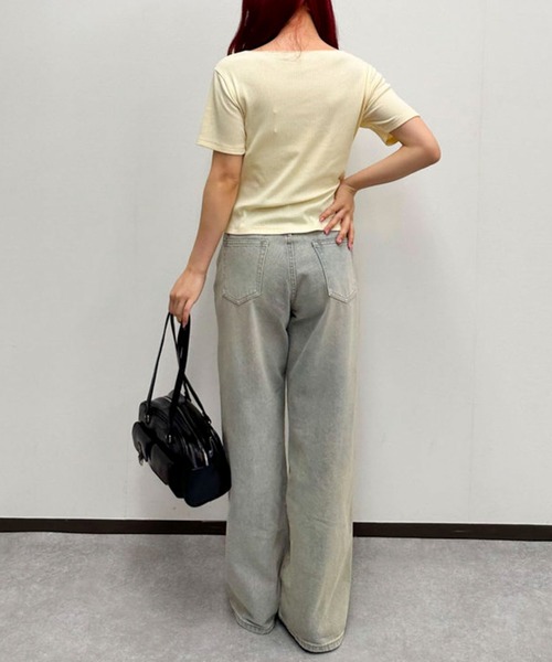 archives(アルシーヴ)の「【ONかわ】アシメタックボタンカットTOPS 5S(Tシャツ/カットソー・レディース・ネイビー/イエロー/ブラック/チャコールグレー・MEDIUM)」の14枚目の写真