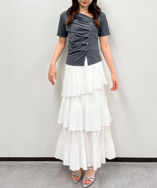 archives(アルシーヴ)の「【ONかわ】アシメタックボタンカットTOPS 5S(Tシャツ/カットソー・レディース・ネイビー/イエロー/ブラック/チャコールグレー・MEDIUM)」の20枚目の写真