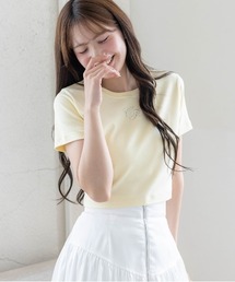 clear | ラインストーンロゴチビT［骨格ウェーブ/クロップドサイズ/華奢見え］(Tシャツ/カットソー)