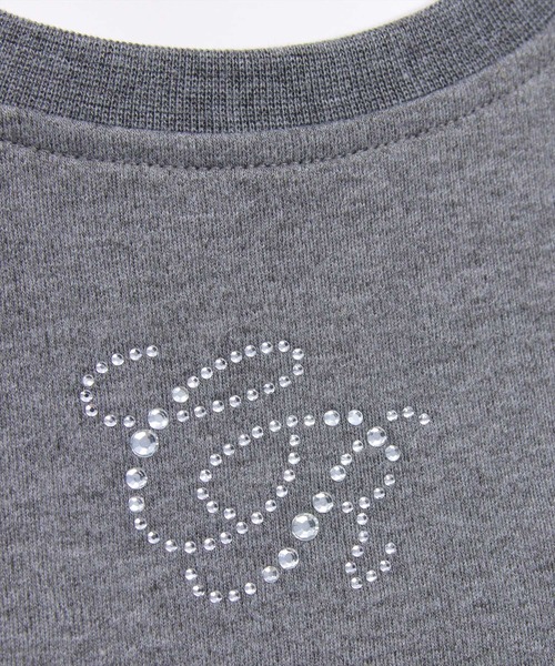 clear（クリア）の「ラインストーンロゴチビT［骨格ウェーブ/クロップドサイズ/華奢見え］（Tシャツ/カットソー・レディース・ブラック/カーキ/オフホワイト/グレー/イエロー/レッド/ピンク・F）」の22枚目の写真